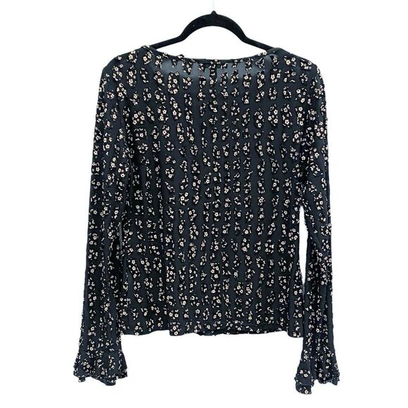 PENTA Chic Floral Print Lined Blouse in Black Fairy Bell Sleeves Women’s Large - Picture 5 of 10